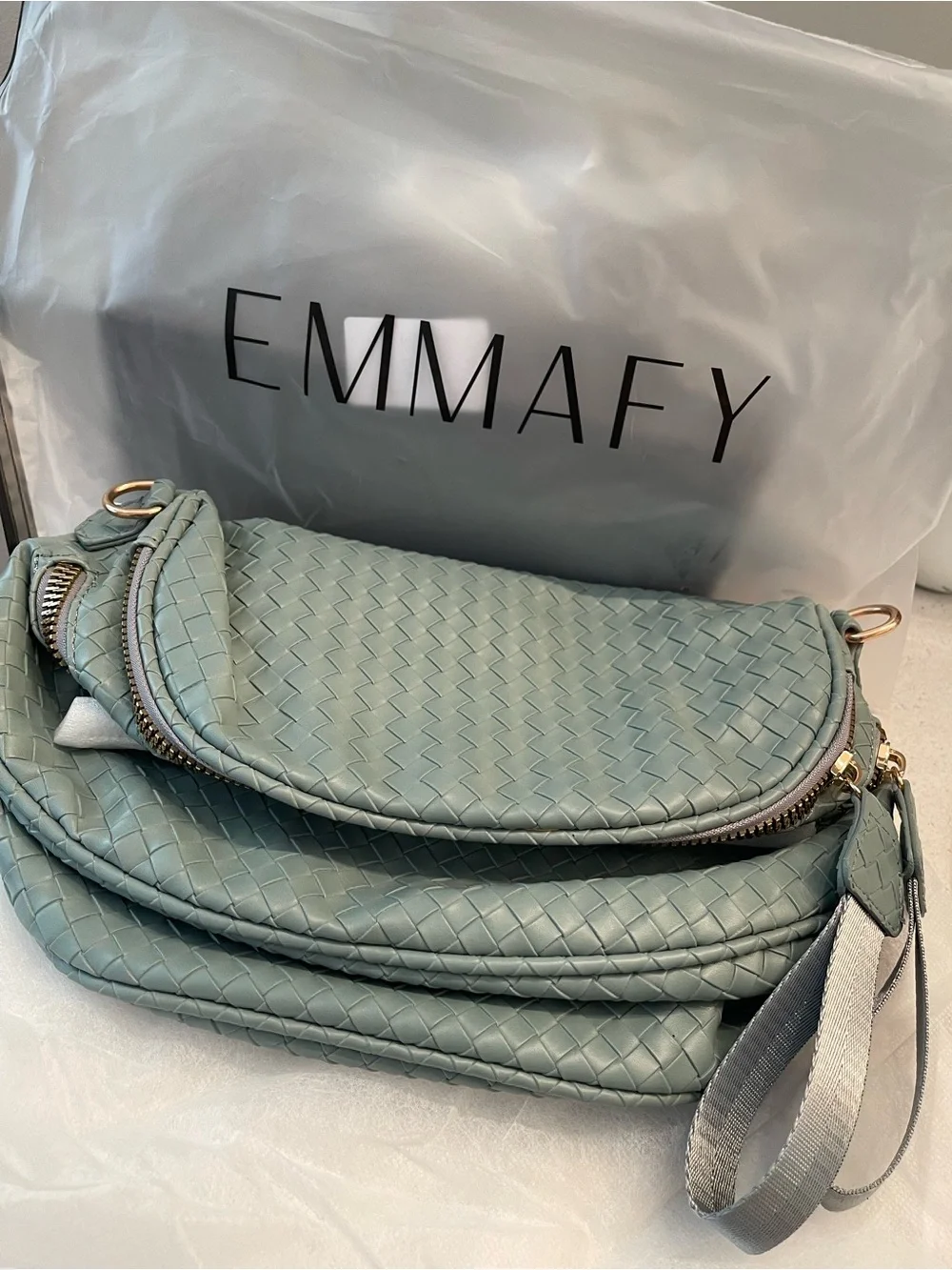 Woven Light Sage Crossbody Bag